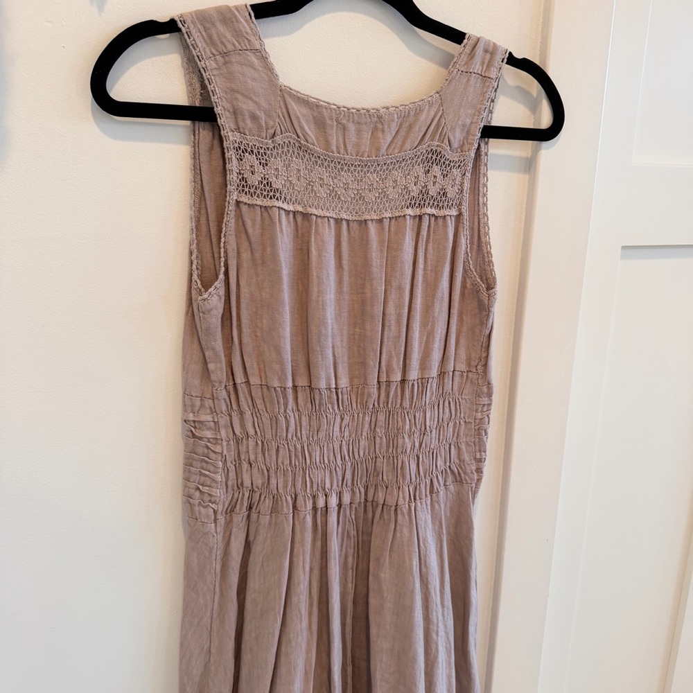 S&F 2005 Made In Italy 100% Linen Blush Cotton Crochet Sun Dress Women's Size S - Picture 6 of 10